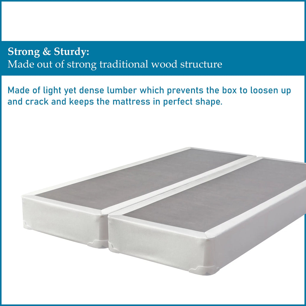 Wayton 4" Split Fully Assembled Wood Box Spring for Twin Mattress, White O977458