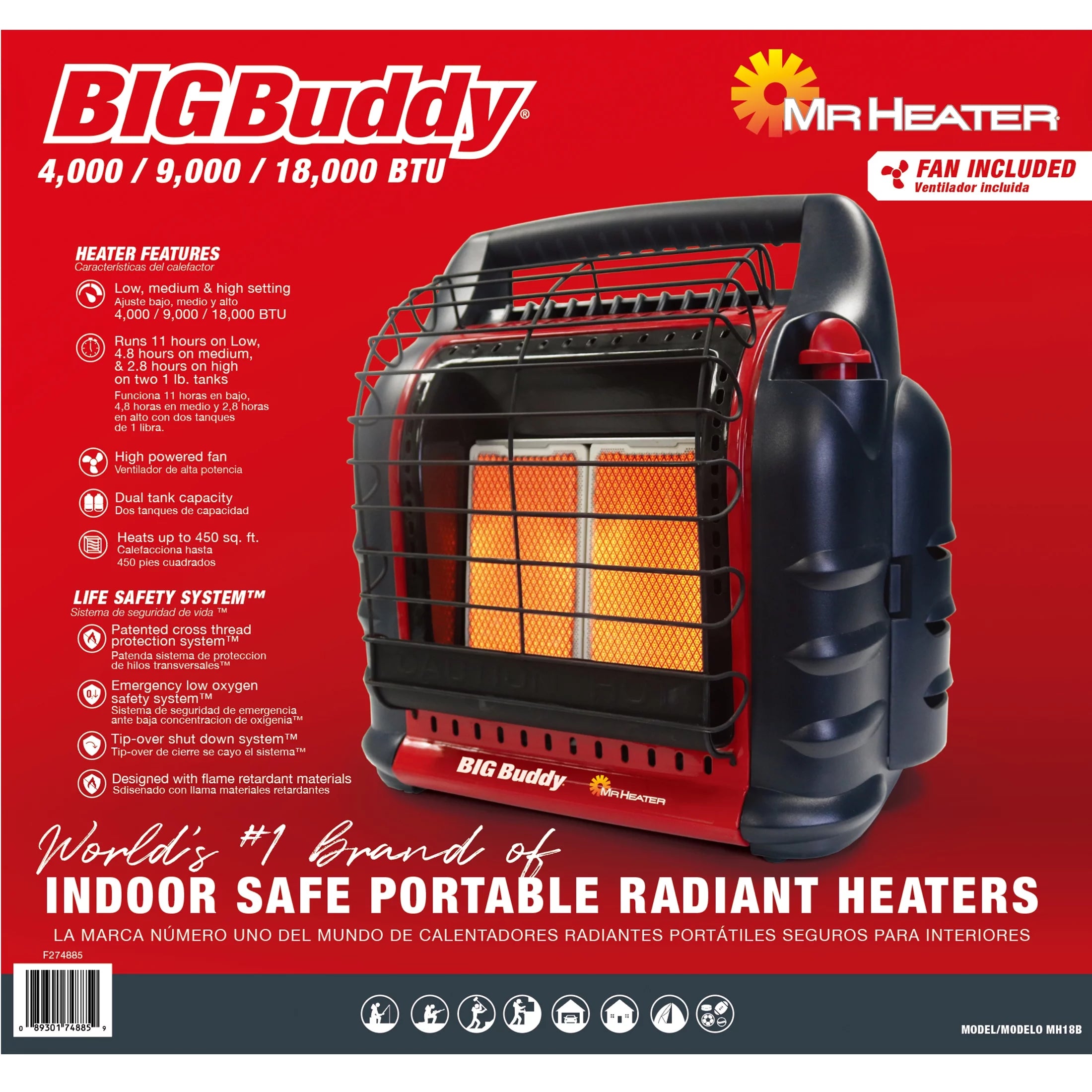 Mr. Heater Big Buddy Portable LP Gas Heater, 3 Heat Settings Q42715