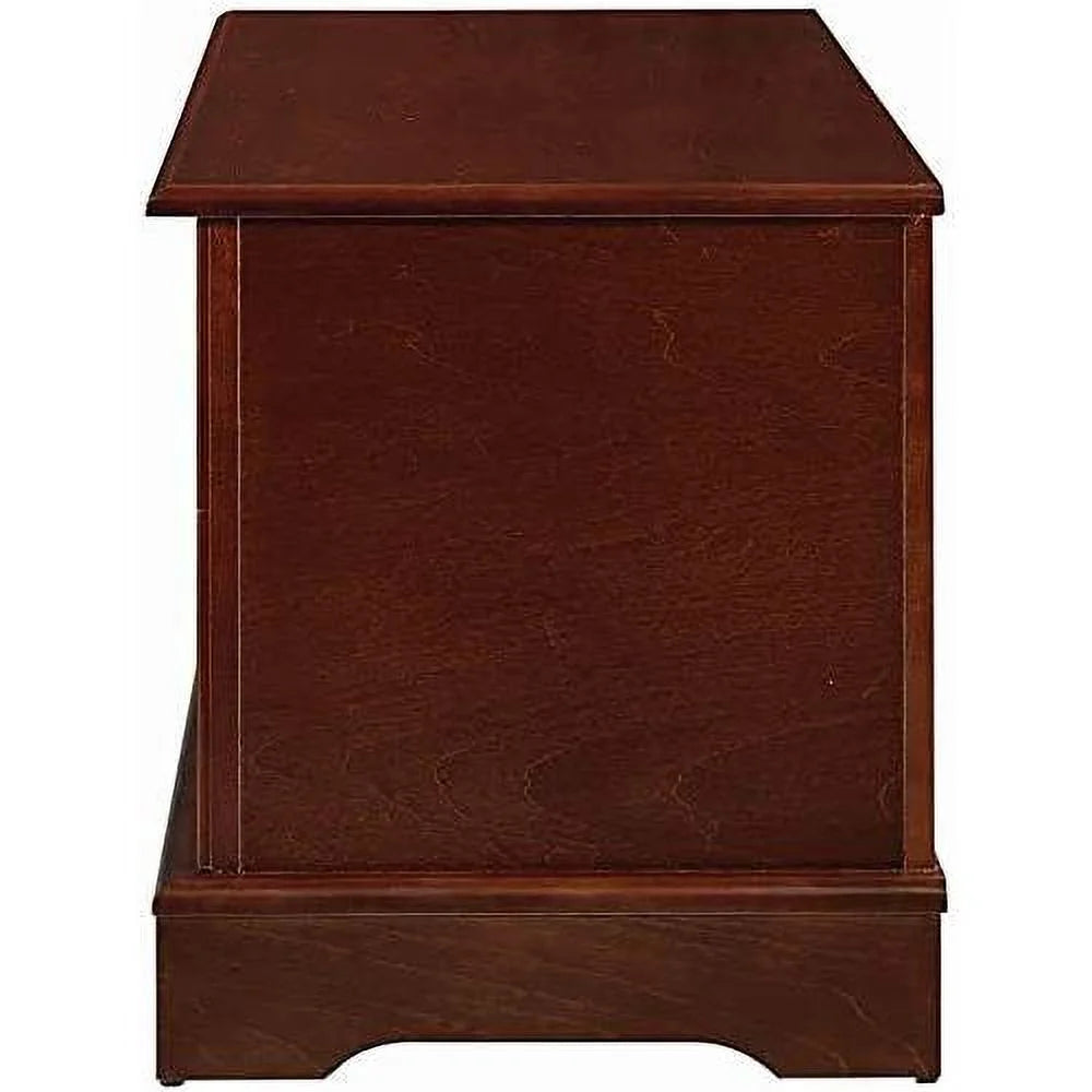 Cedar Lined Wood Storage Blanket Chest Trunk, Warm Brown E1208