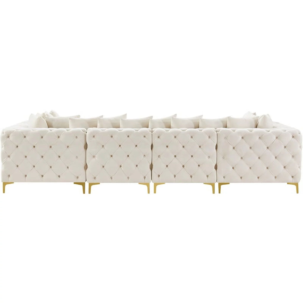Maklaine Cream Velvet Modular Sectional R397354