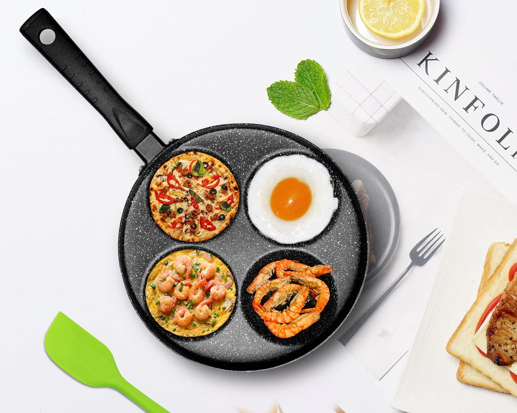 MyLifeUNIT 4-Cup Nonstick Egg Frying Pan with Lid and Spatula L100310
