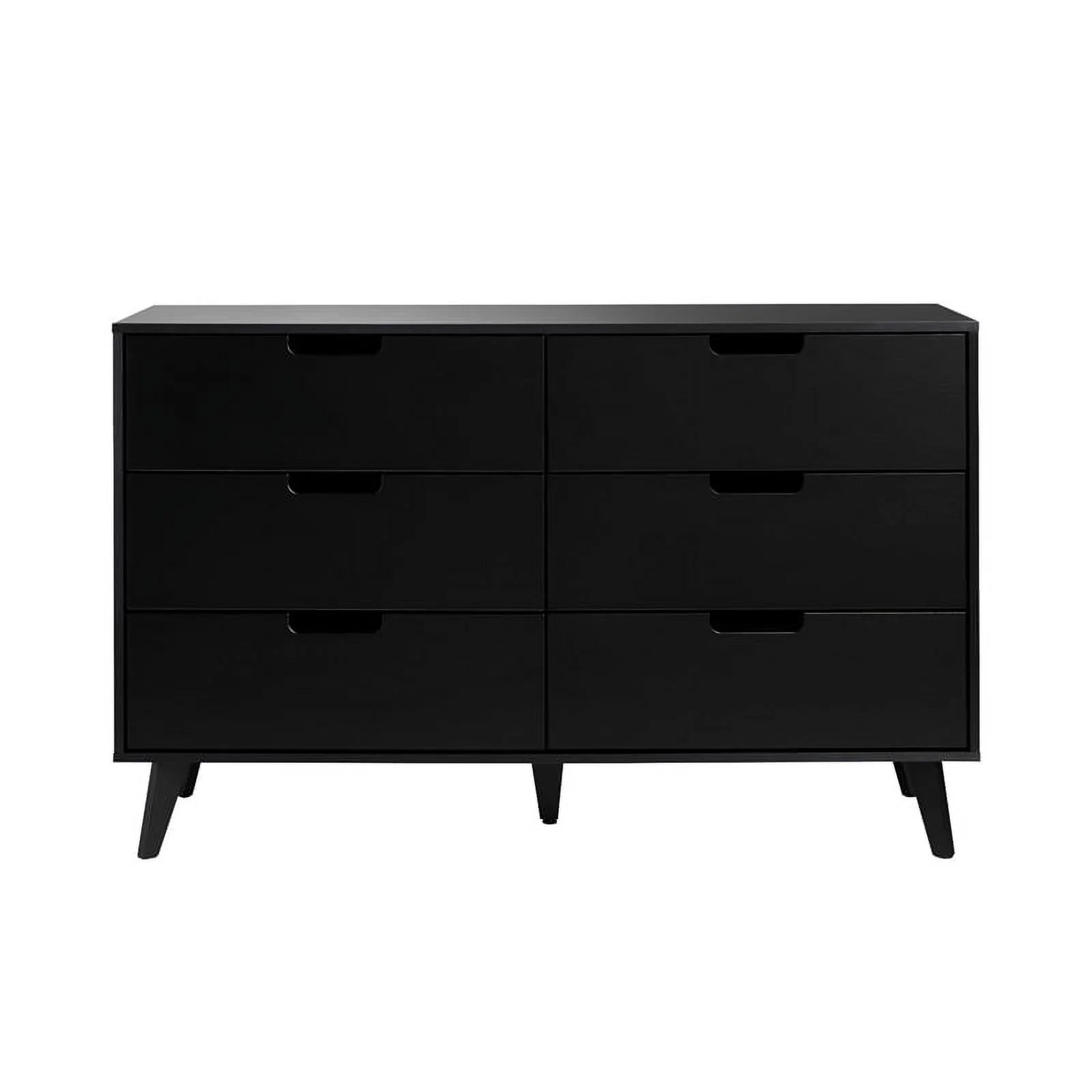 Pemberly Row 6 Drawer Wood Dresser with Cut Out Handles - Black M54744