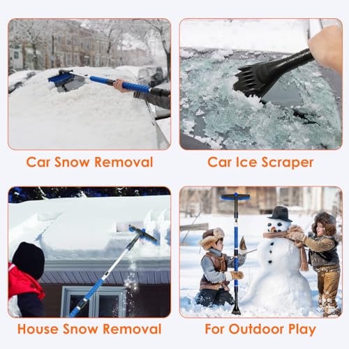 AstroAI 47.2" Extendable Ice Scraper and Snow Brush for Car Windshield with Foam Grip E491004