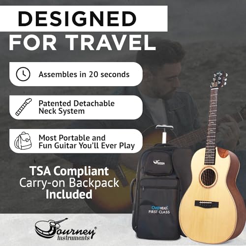 Solid Sitka Travel Guitar PJ410N Acoustic with Patented Collapsible System D2908