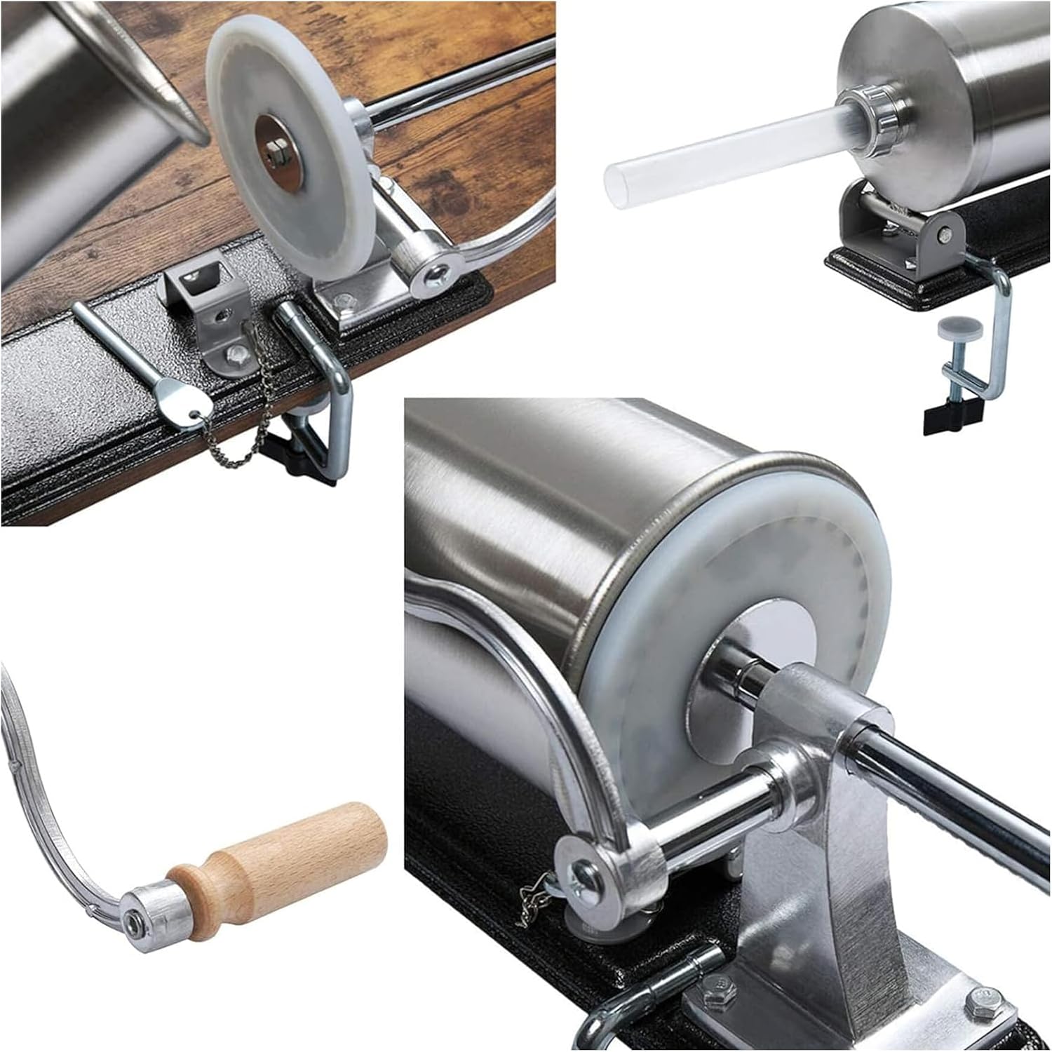 Stainless Steel 6LBS Manual Sausage Stuffer Machine with 4 Filling Tubes W264