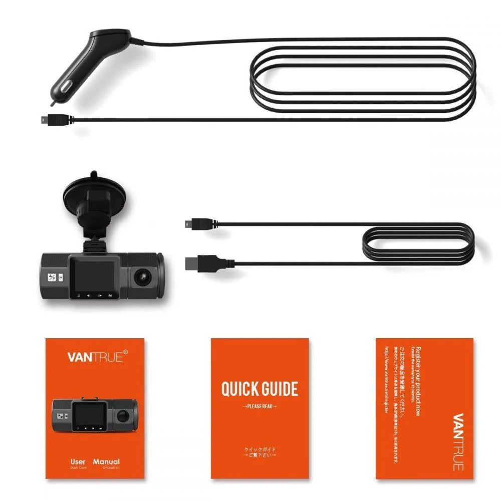 Vantrue N2 Dual Dash Cam-1080p FHD +hdr Front and Back Wide Angle Dual Lens