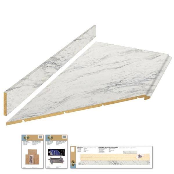 White Laminate Countertop Kit Left Miter Ogee Edge Calcutta Marble k7