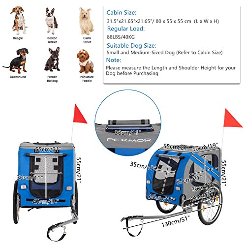 PEXMOR Dog Bike Trailer, Folding Pet Cart for Bicycle with Universal Hitch I159