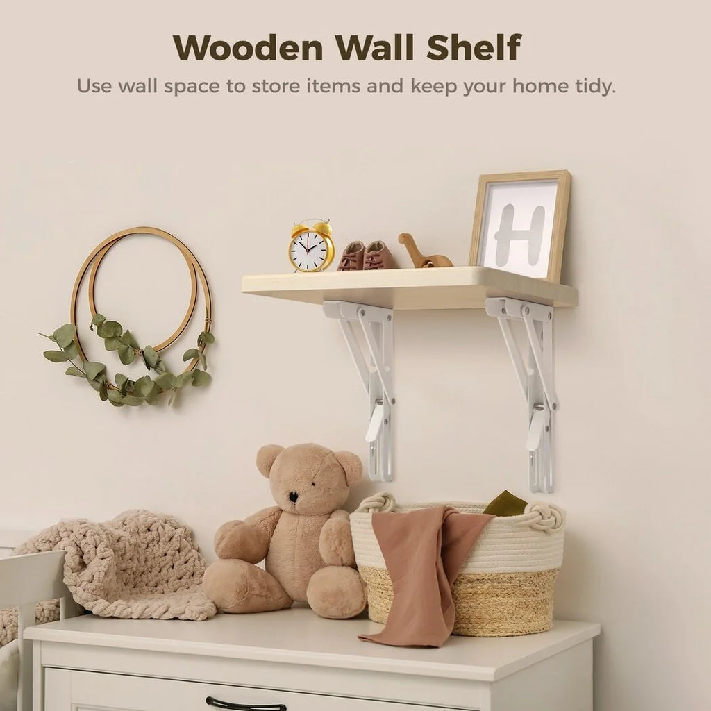 Heavy Duty Folding Shelf with Bracket, Wall Mounted Wooden Table I835336