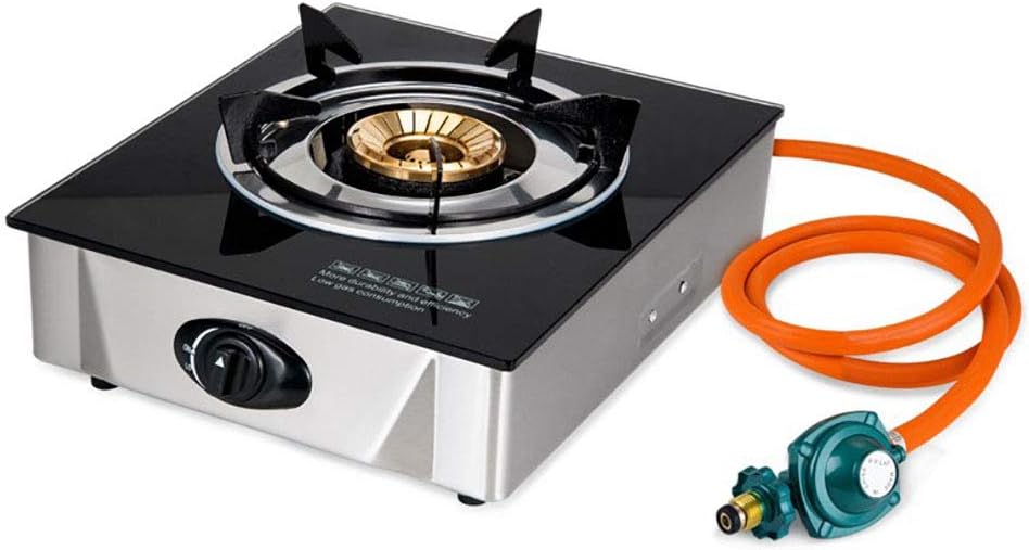 Single Propane Gas Burner Stove with Auto Ignition Tempered Glass Top A28185