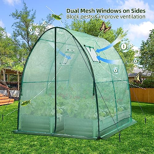 Portable Tunnel Greenhouse Outdoor Heavy Duty Walk in Green House with Mesh Windows 7k