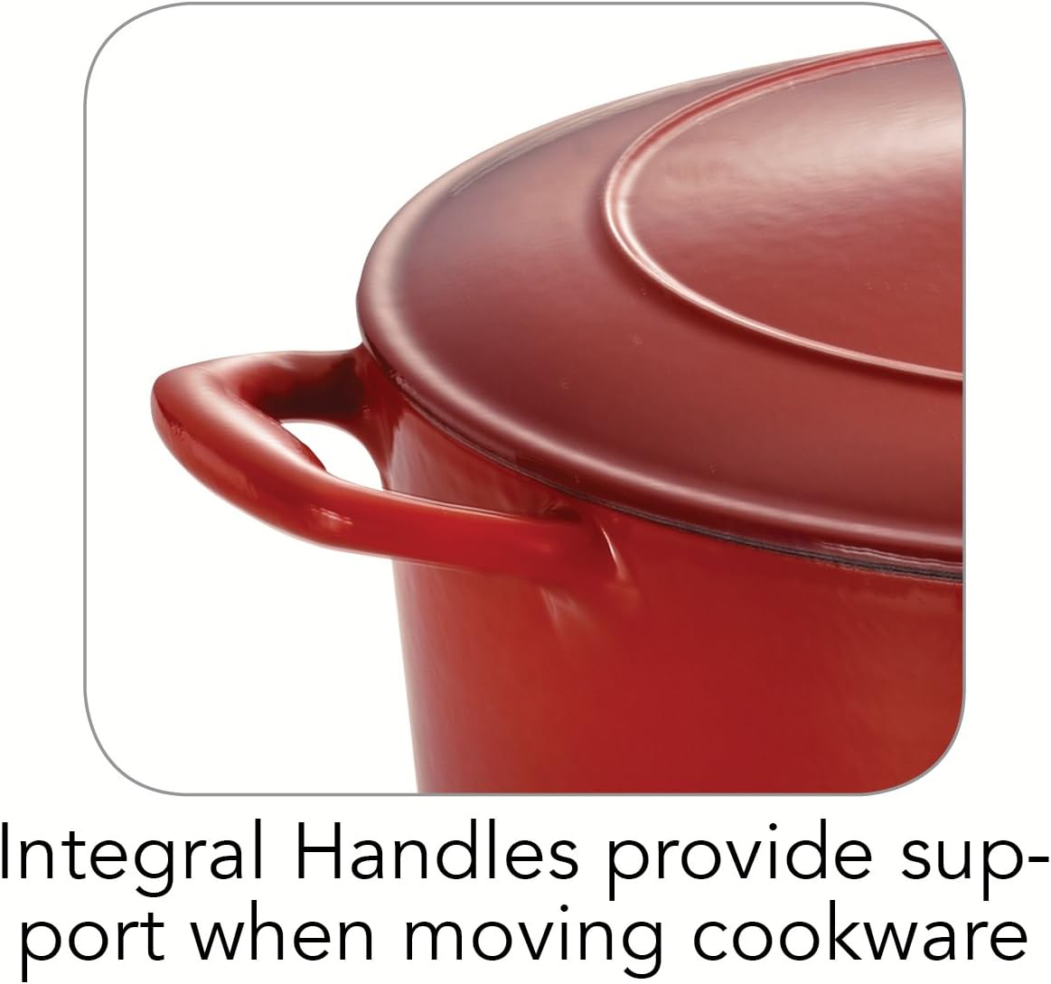 Tramontina Covered Round Dutch Oven Enameled Cast Iron 6.5-Quart, Red F51374