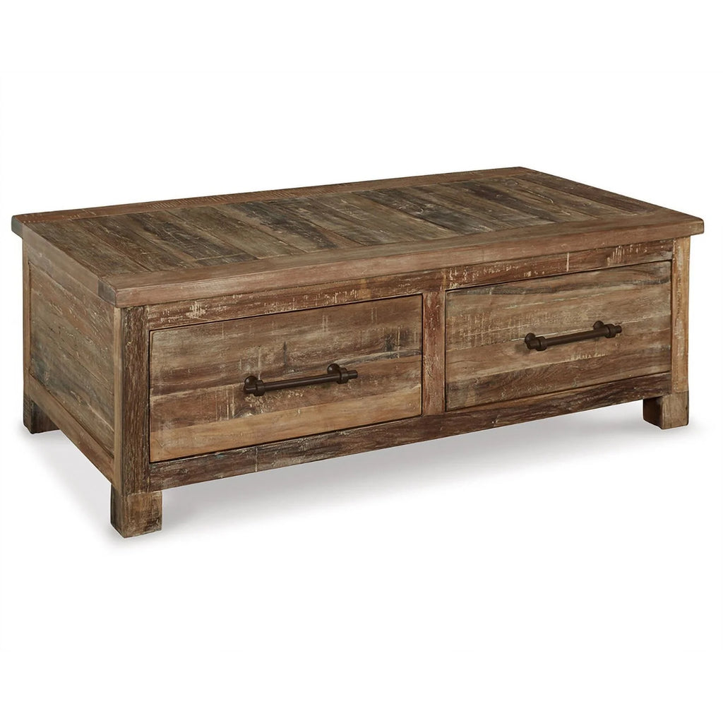 Ashley Furniture Randale Wood Coffee Table with Storage, Dark Brown B1247