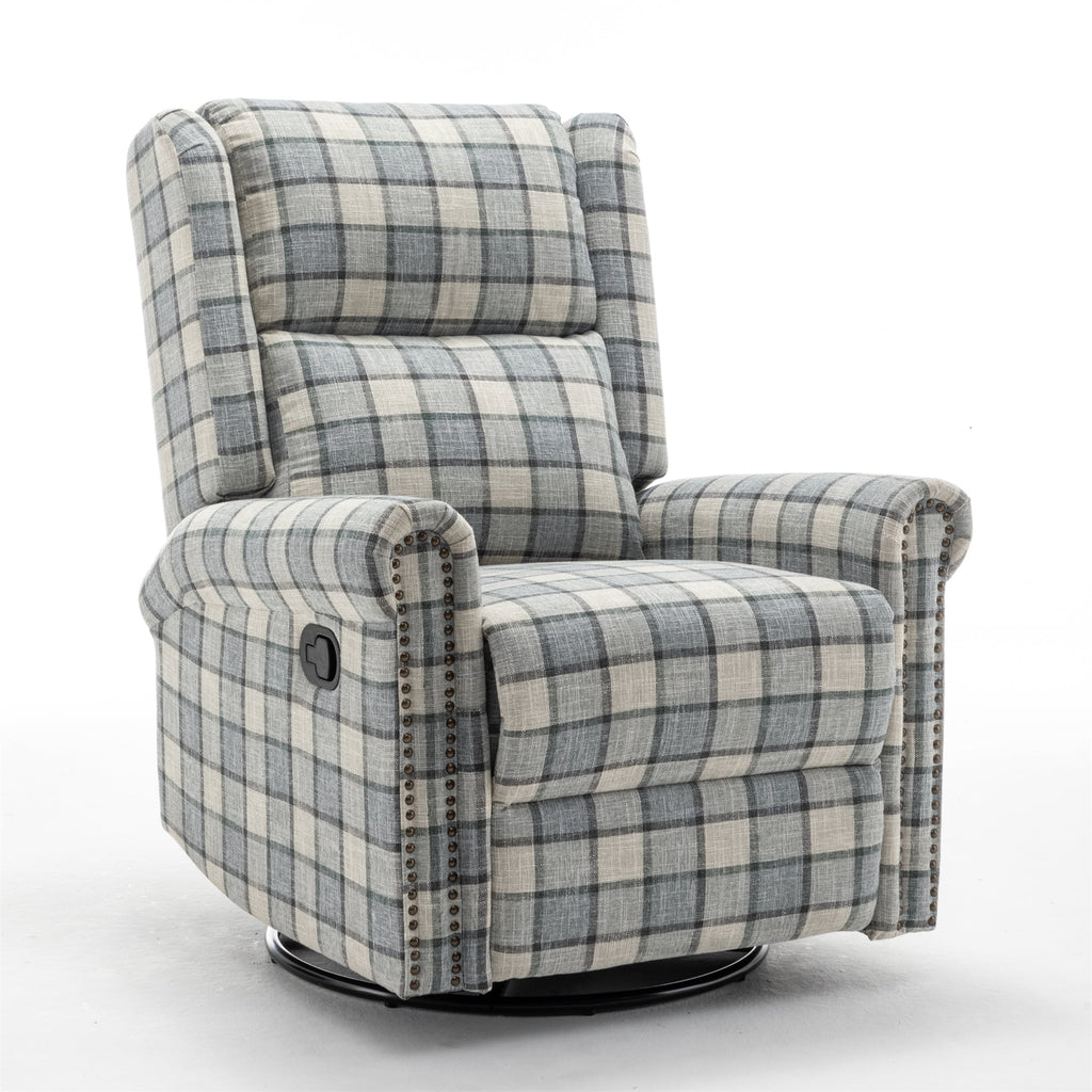 Swivel Rocker Recliner Chair with Padded Seat, Green E134