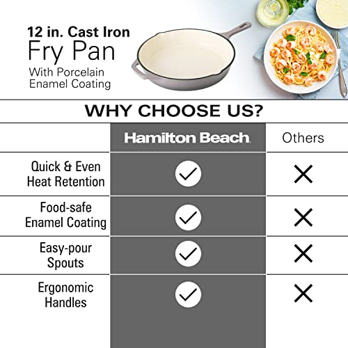 Hamilton Beach Enameled Cast Iron Fry Pan 10-Inch Cream U8132