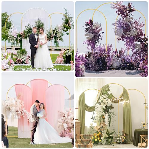 Metal Arch Backdrop Stand Set of 3 Gold Wedding Frame 7.2FT 6.6FT 6FT a7