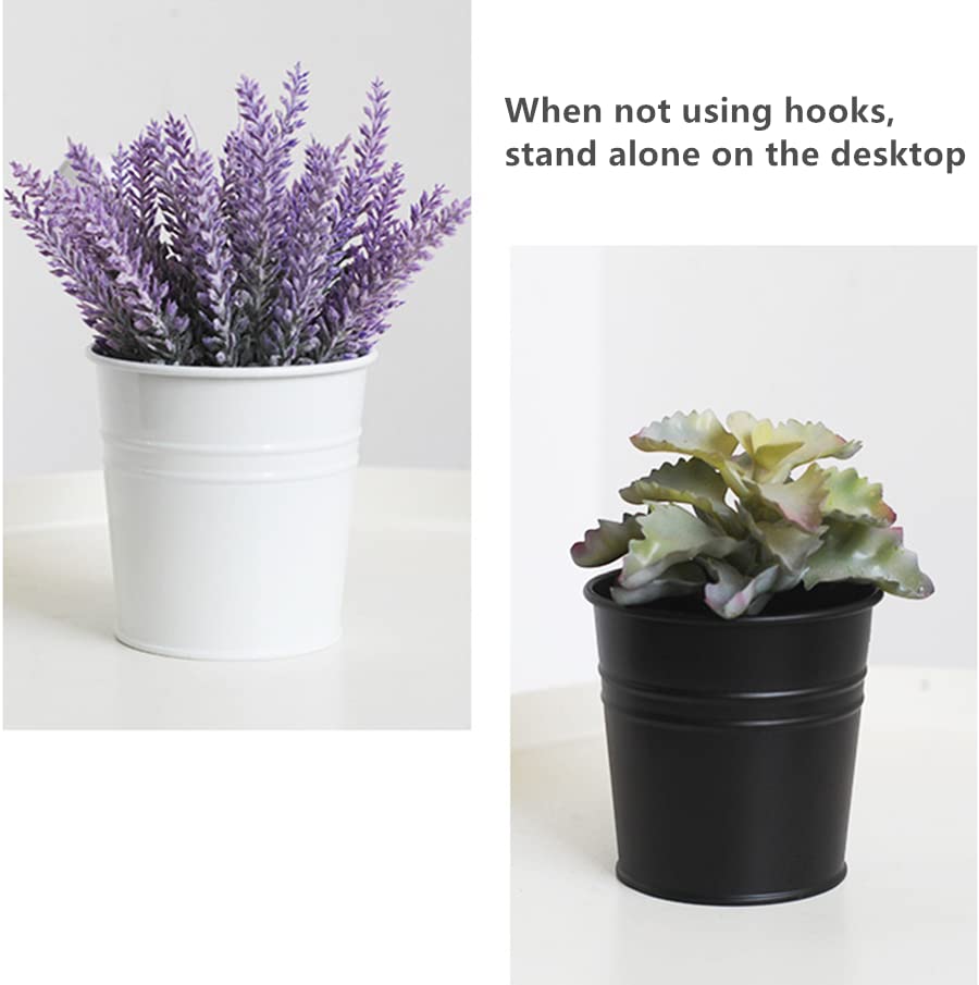 Hanging Flower Pots for Indoor Outdoor Plants with Hooks 5 Pack Black k7m