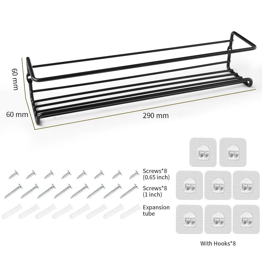 4 Tier Punch-free Hanging Spice Rack Organizer for Kitchen Cabinet, Metal Black I1321