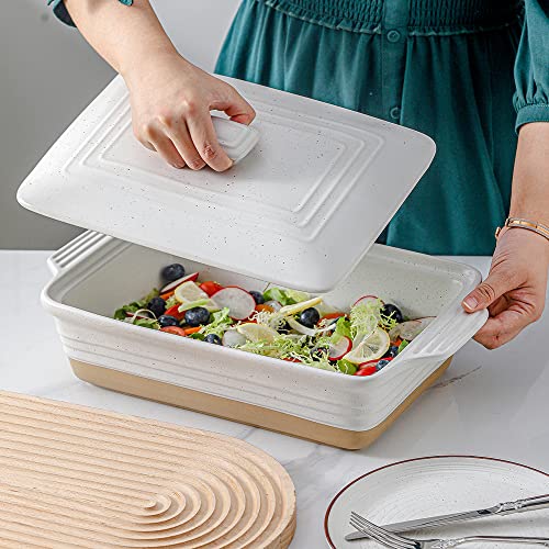 HVH Ceramic Casserole Dish with Lid, 9x13, 3.5 Quart, White Z70309