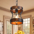 Rustic Farmhouse Chandelier, Wood Small Pendant Light Fixtures, Modern Chandeliers for Dining Room, Kitchen Island, Office, Bedroom, 1-Light Chandelier for All Ceilings D 7.5" x H 8.8"