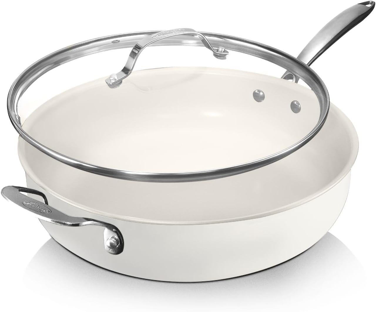 Gotham Steel 12 Pc Ceramic Pots and Pans Set with 5.5 Qt Saute Pan H6188