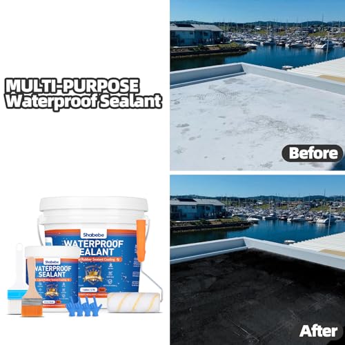 Waterproof Agent 32oz Black Liquid Rubber Sealant for Roofs, Walls, Bathroom J460833