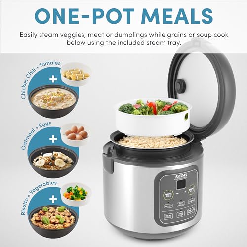 Rice Cooker 4-Cup Uncooked 8-Cup Cooked Stainless Steel a7