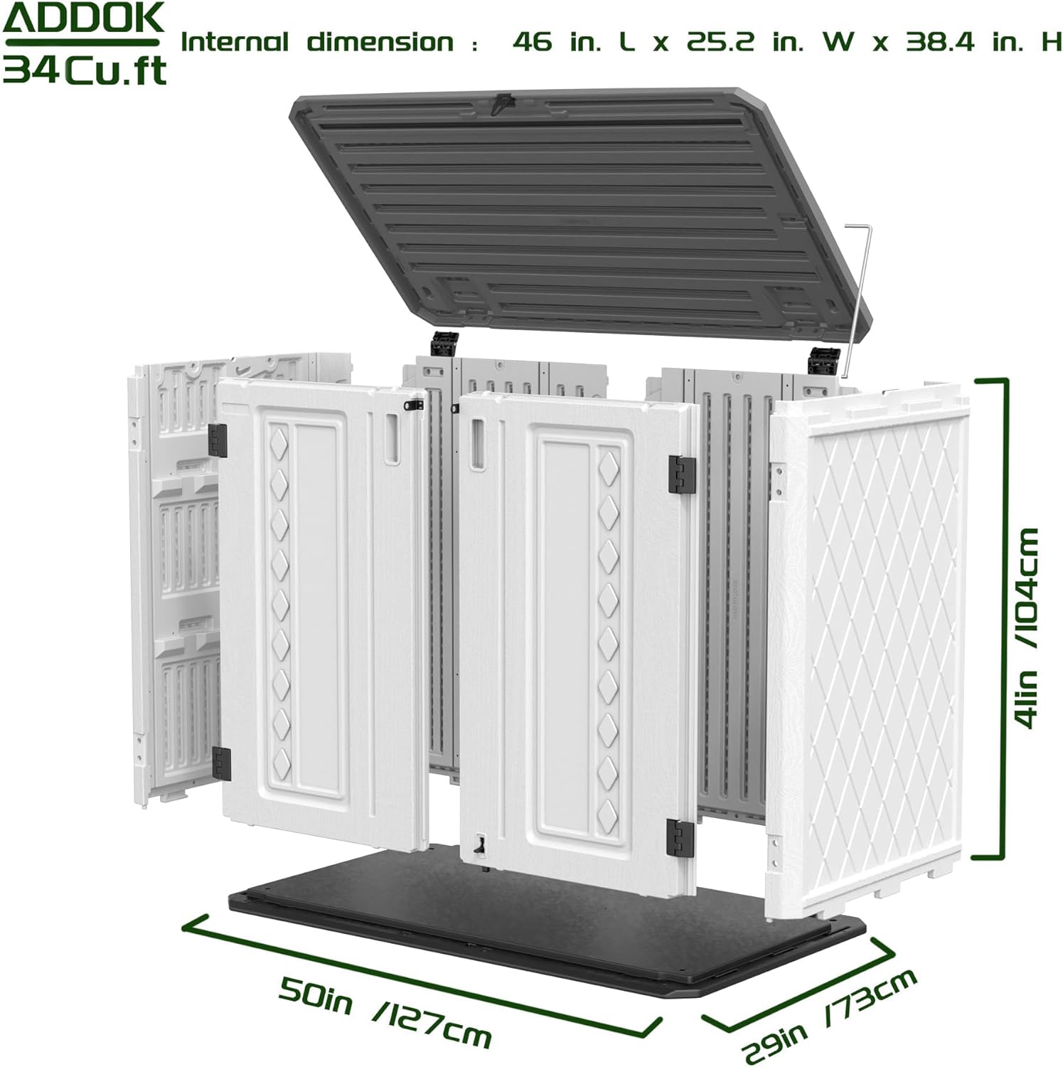 ADDOK Outdoor Horizontal Storage Cabinet Waterproof Lockable White Y138