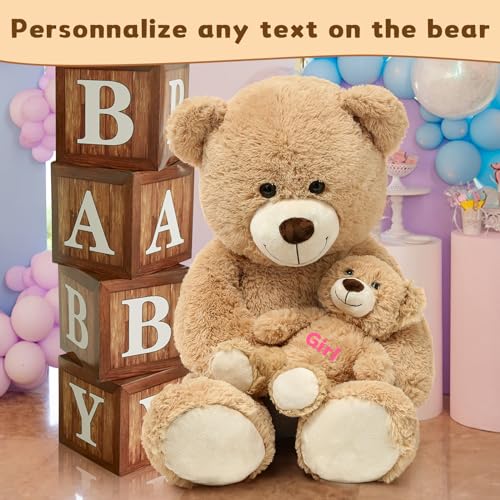MorisMos Giant 4 Feet Teddy Bear Stuffed Animal with Baby Bear Plush, Brown S619142
