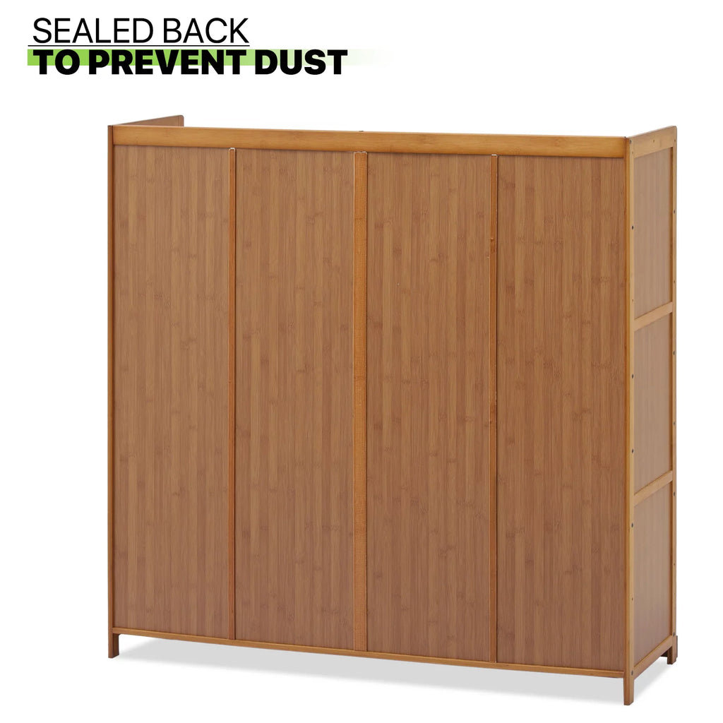 Magshion Bamboo 7-Tier Shoe Cabinet with Folding Rattan Doors O670
