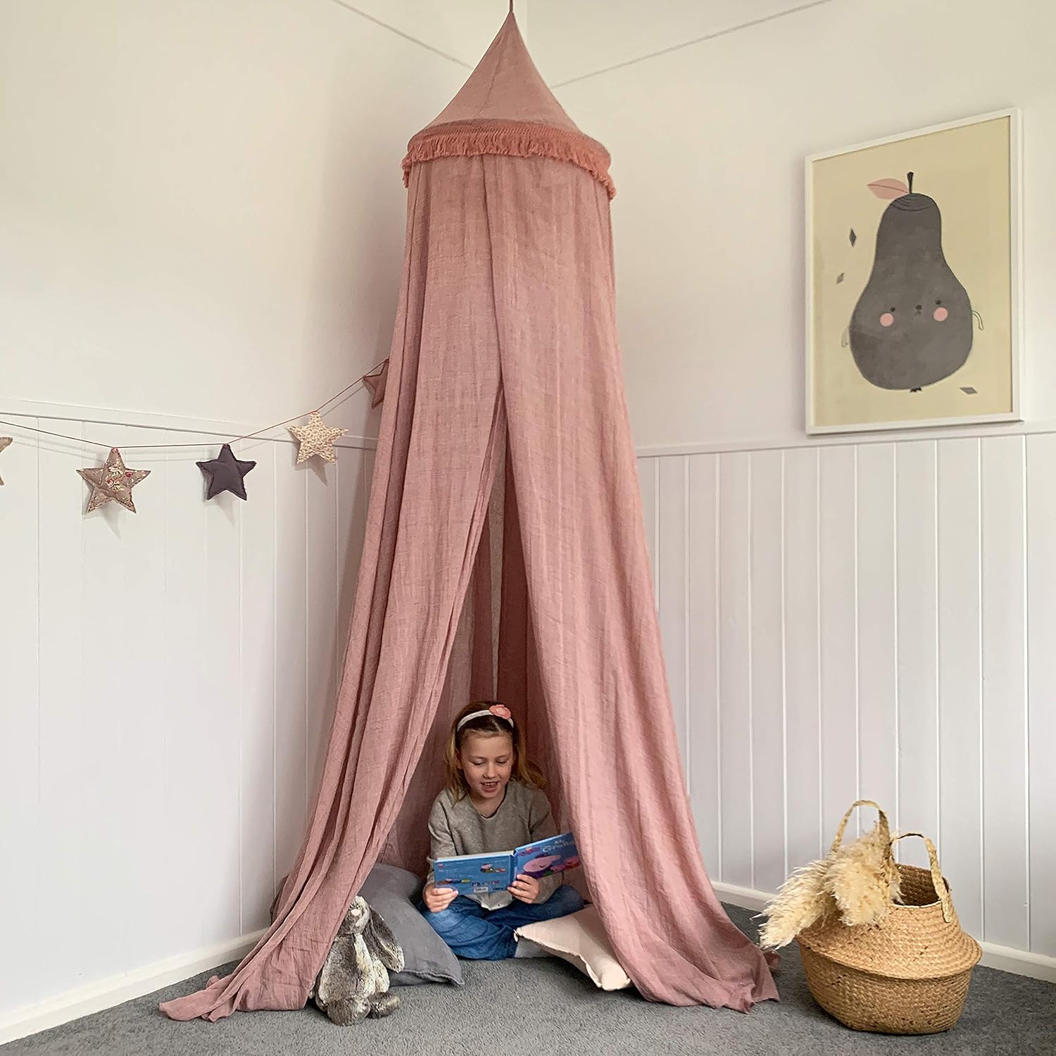 Zeke and Zoey Hanging Princess Canopy for Girls Bed with Tassels B6000