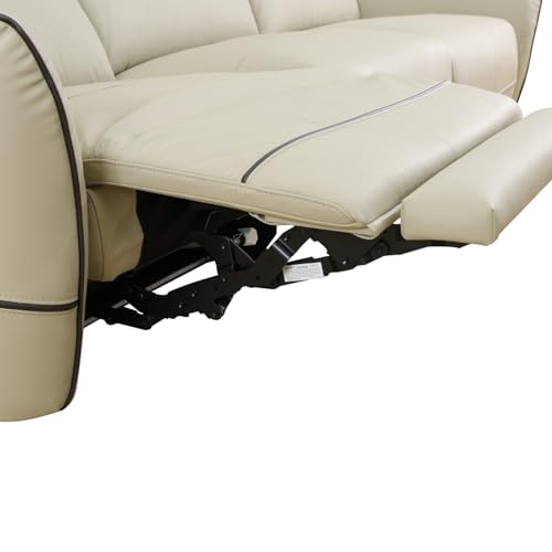Beige Top Grain Leather and PVC 3-Piece Recliner Sofa Set V91018