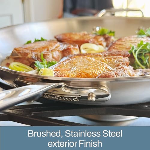 All-Clad D5 5-Ply Brushed Stainless Steel Fry Pan with Lid, 14 Inch, Induction Compatible P161