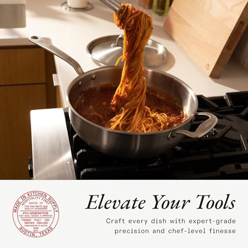 Made In Cookware 2 Quart Stainless Steel Saucier Pan, 5 Ply, Induction Compatible M18670