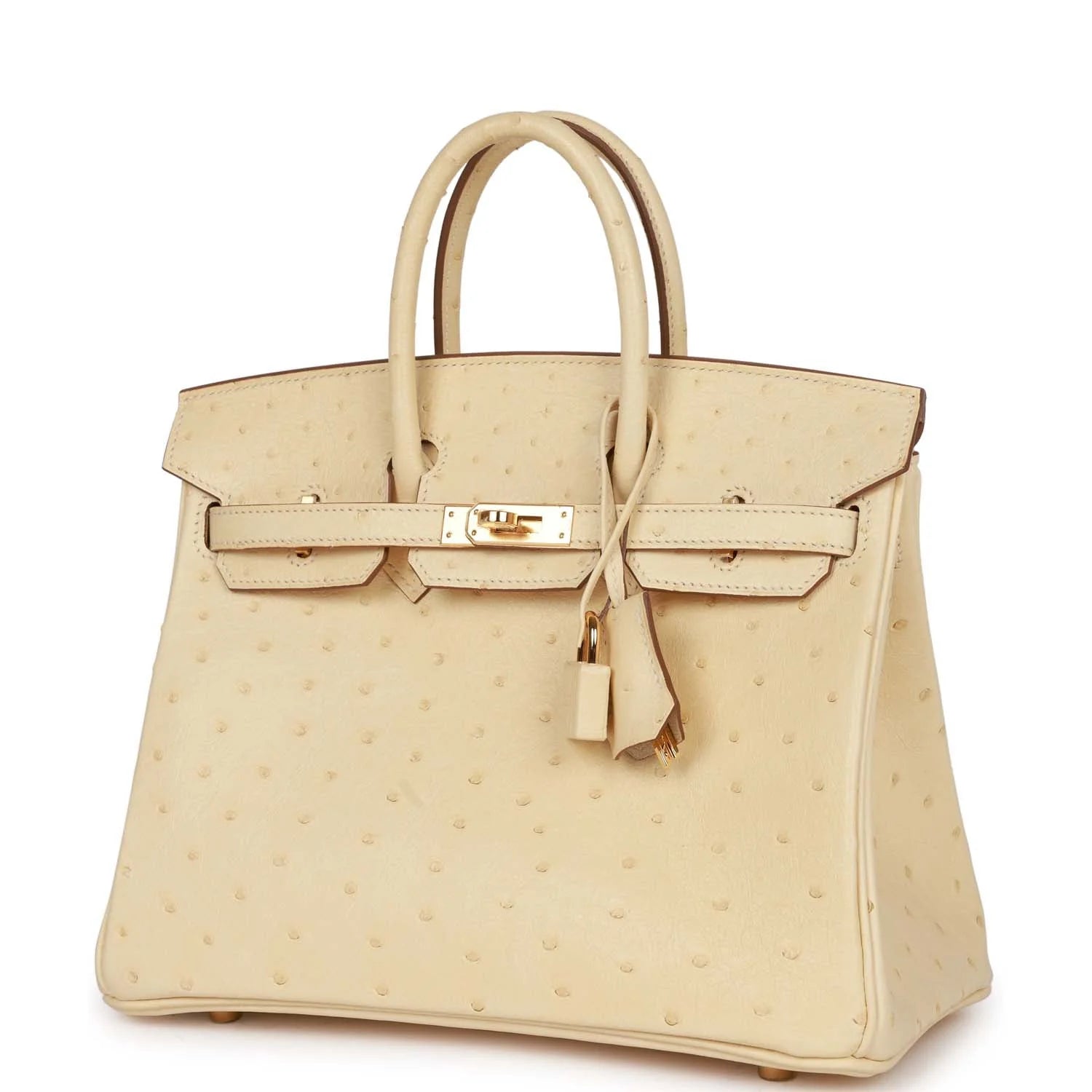 Ostrich Leather Handbag Gold Hardware k7