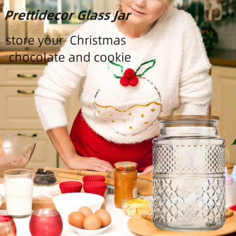 1 Gallon Glass Cookie Jar with Bamboo Lid Airtight Storage Container U474137