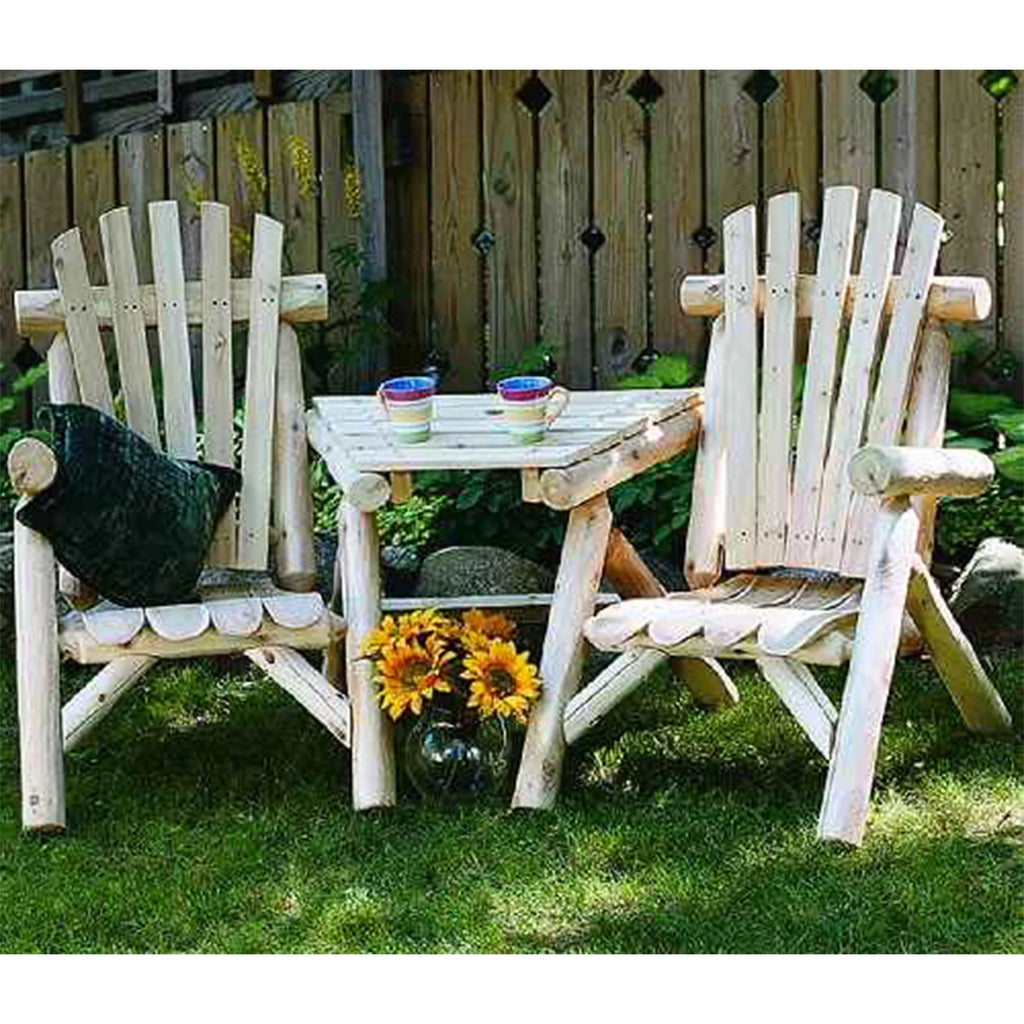 Lakeland Mills Rustic Patio White Cedar Log Tete Chairs, Natural B170