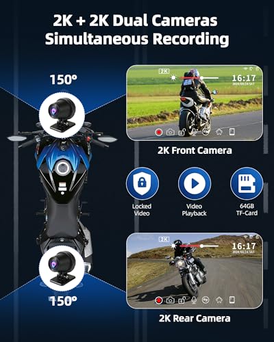 Motorcycle CarPlay & Android Auto 7 inch DVR Screen with Dual 2K Cameras GPS Navigation a7