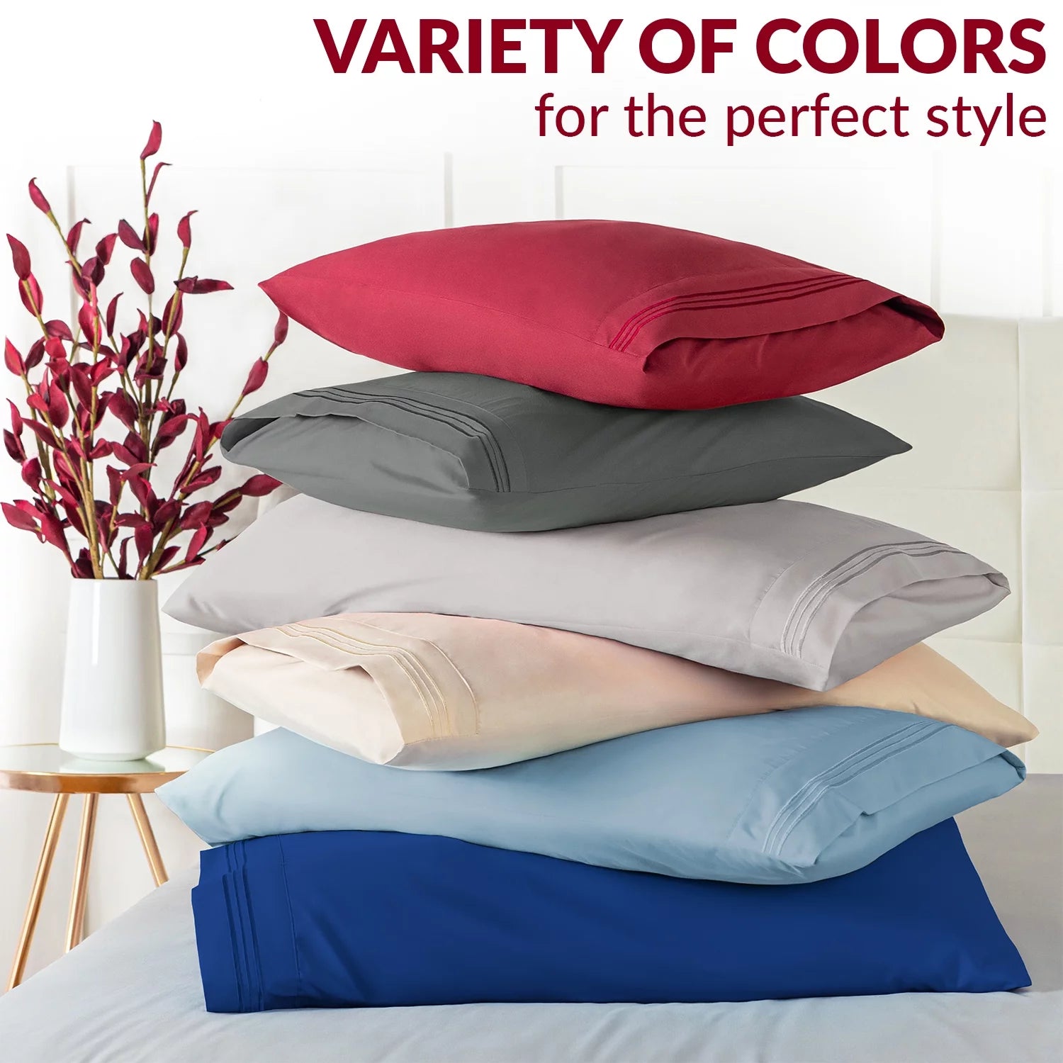 Mellanni Pillow Cases Standard Size Set of 4 - Iconic Collection Bedding Pillowcases, Royal Blue I7590