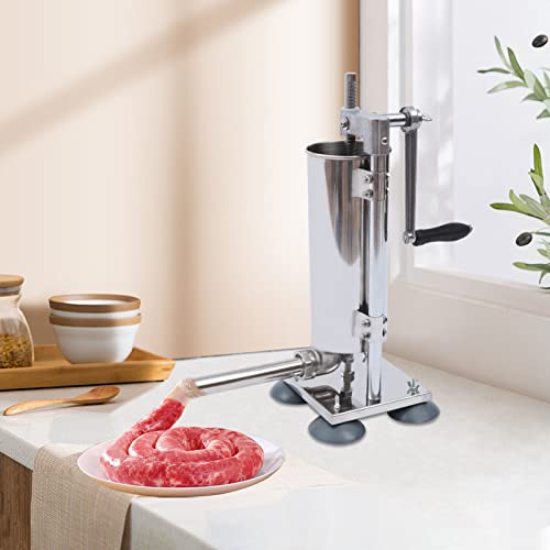 Vertical Stainless Steel Manual Sausage Stuffer, 6Lbs Suction Cup Type Y688