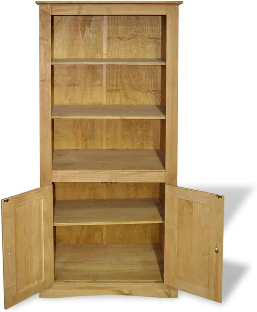 Mexican Pine Corona Cupboard with 3 Open Shelves and 1 Cabinet, 31.5"x15.7"x66.9" S6603