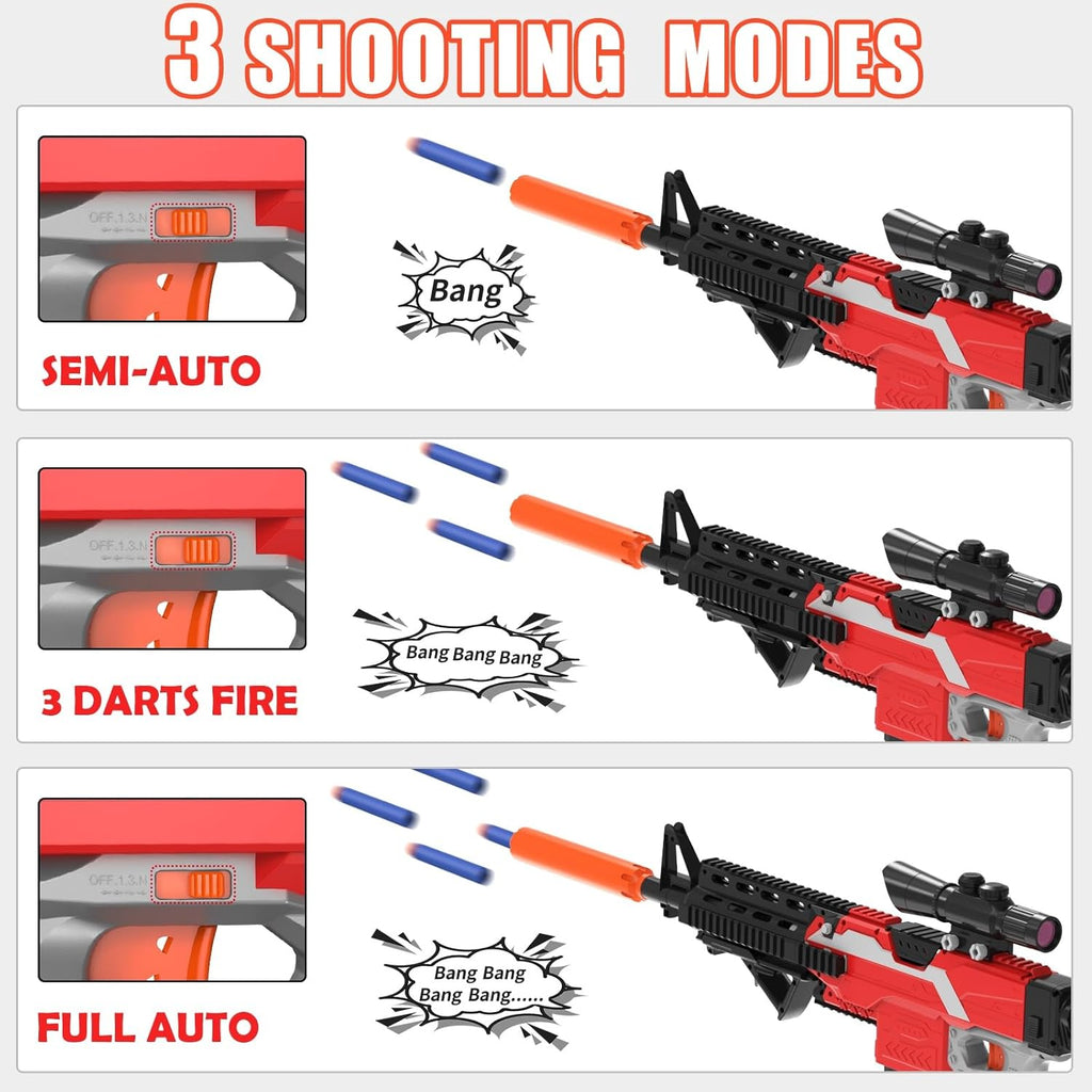 Toy Gun Sniper for Nerf Guns, Automatic Foam Blaster with Tactical Vest, 100 Darts W1993