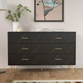 HOOMHIBIU Dresser for Bedroom  6 Drawer Dresser with Sturdy Frame  Wood Rustic Chest for Living Room  Office  Closet (Black)