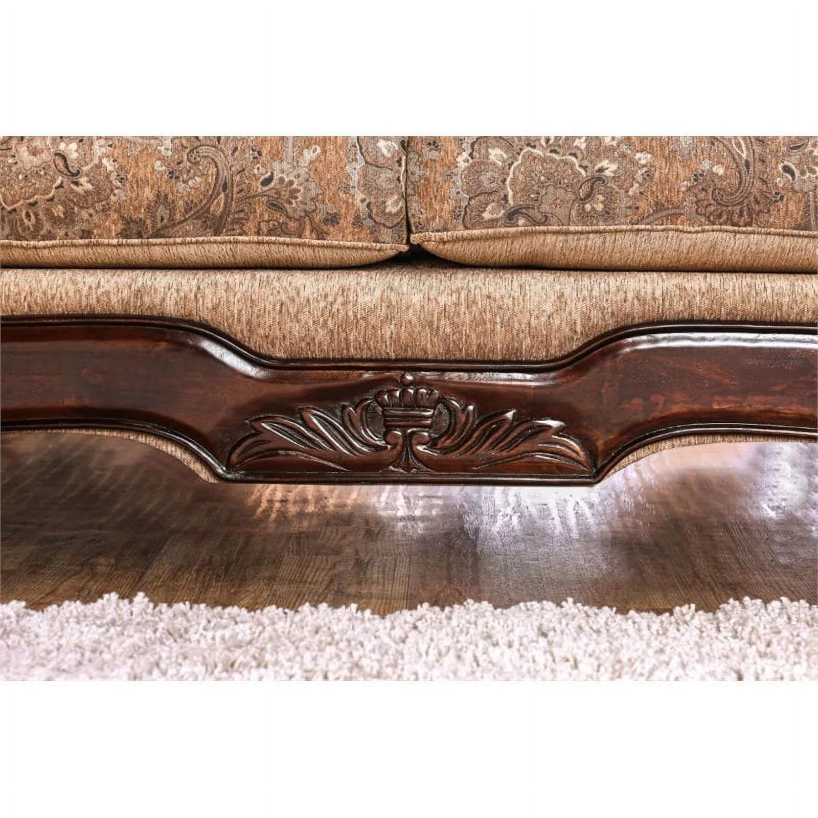 Furniture of America Rhodes Chenille Sofa Gold Bronze I6302