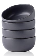 AmorArc Stoneware Cereal Bowls for Kitchen, 28oz Large Ceramic Soup Bowls Set of 6 for Meal, Chip-Resistant Kitchen Bowls with Wavy Rim, Reactive Glaze-Matte Black