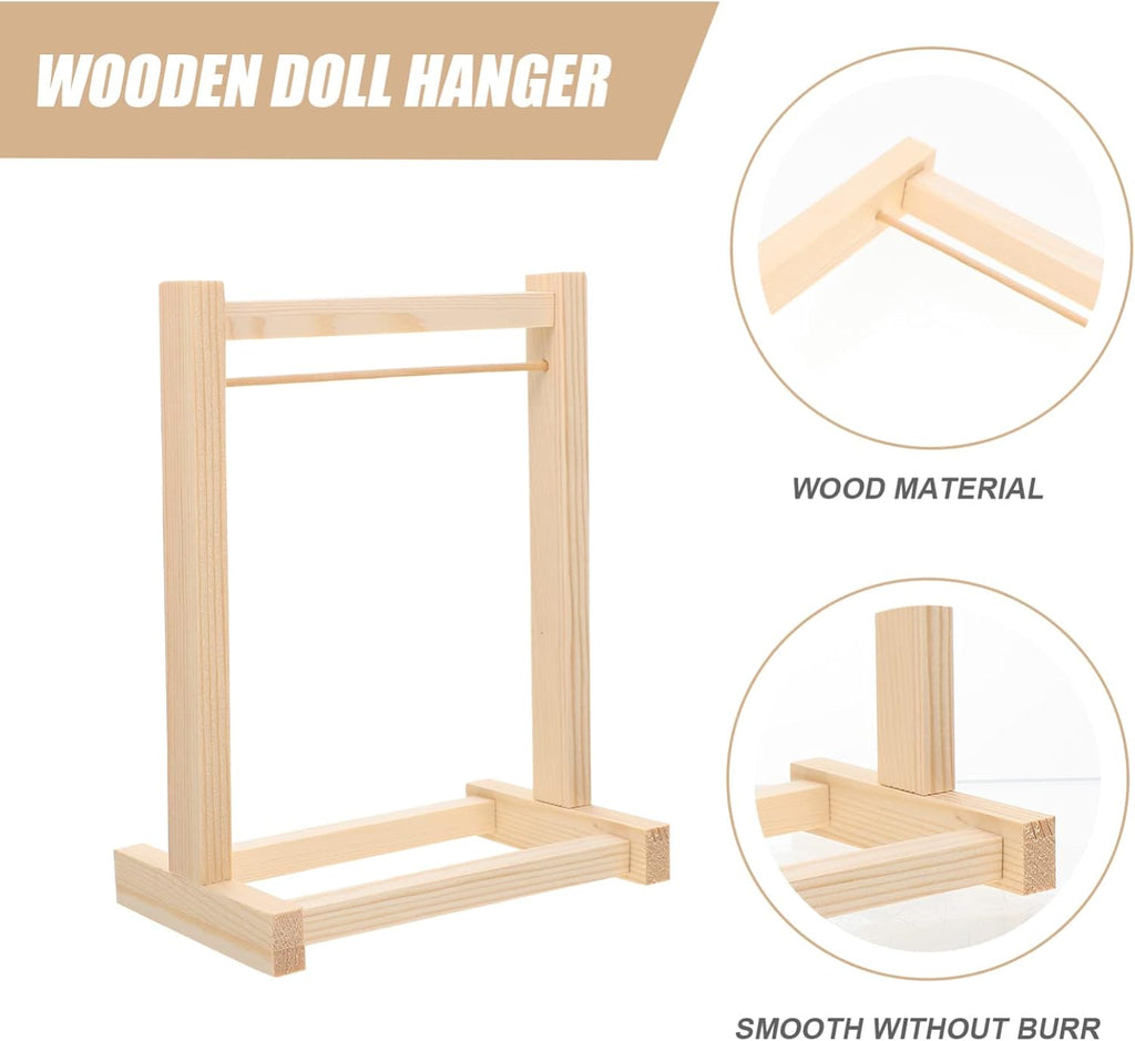 Toddmomy Wooden Mini Doll Garment Rack with Clothes Hangers, 20cm X289