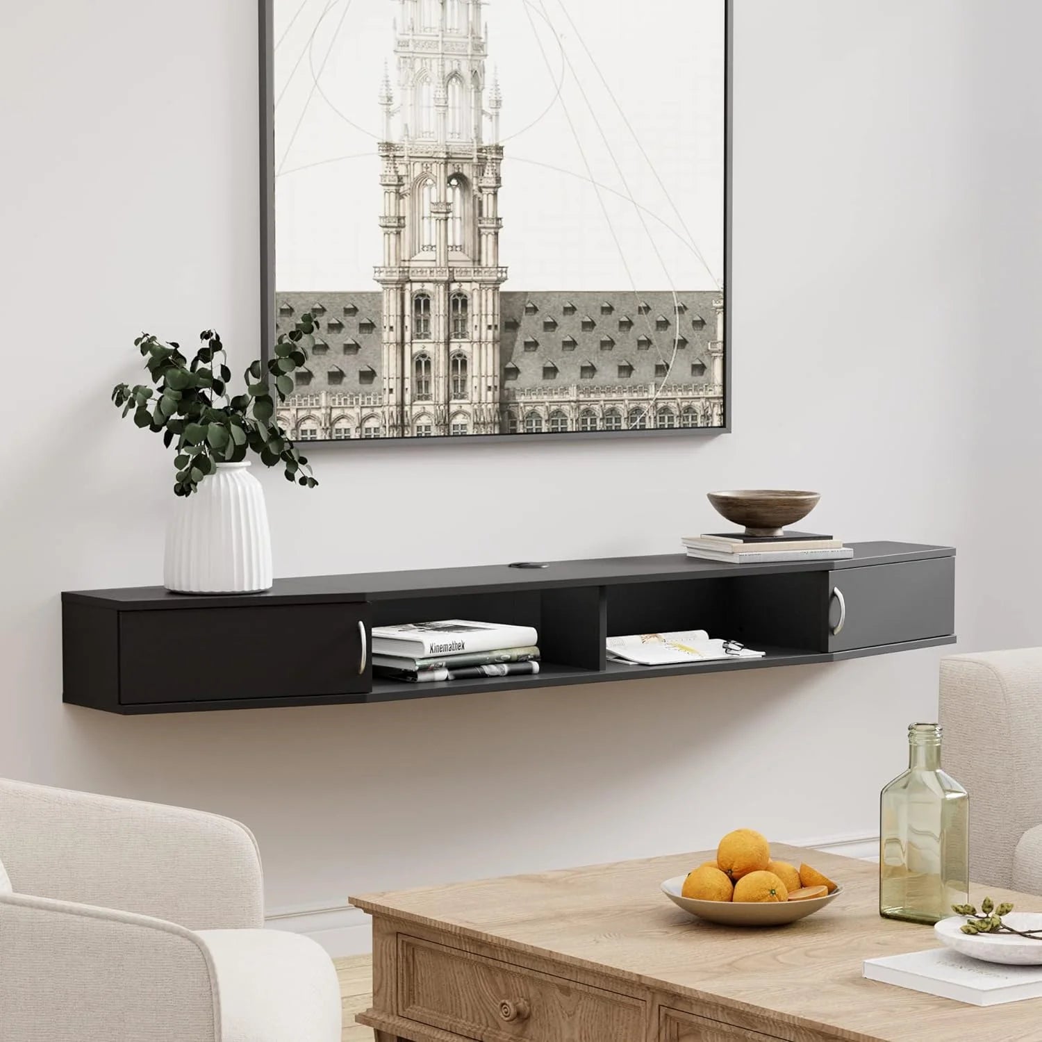 Floating TV Stand with Cabinet, Wall Mounted, 70'' Y5510