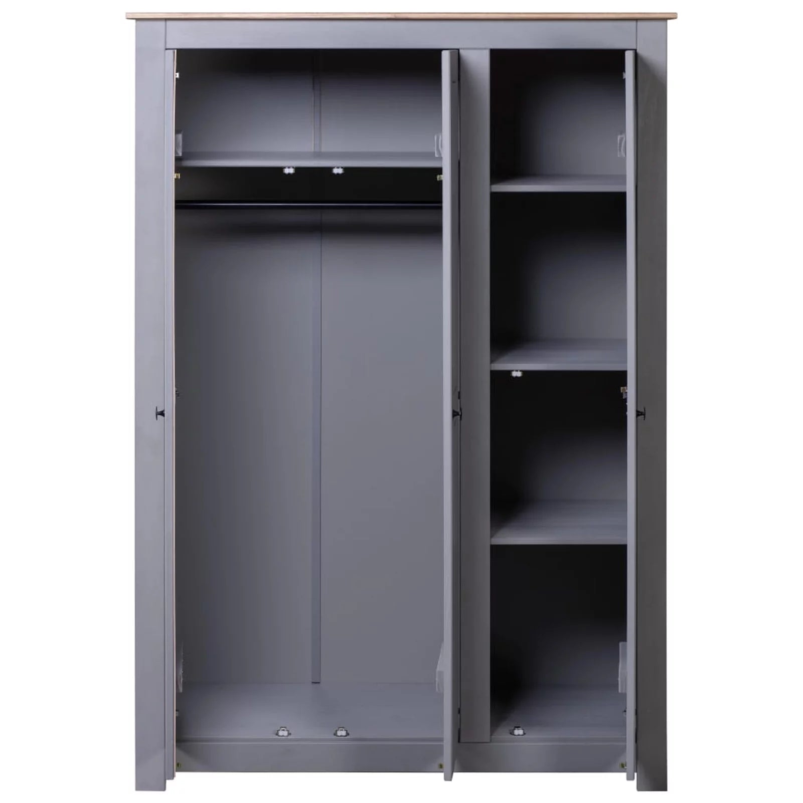 Tomshoo 3-Door Wardrobe Gray Pine B41405