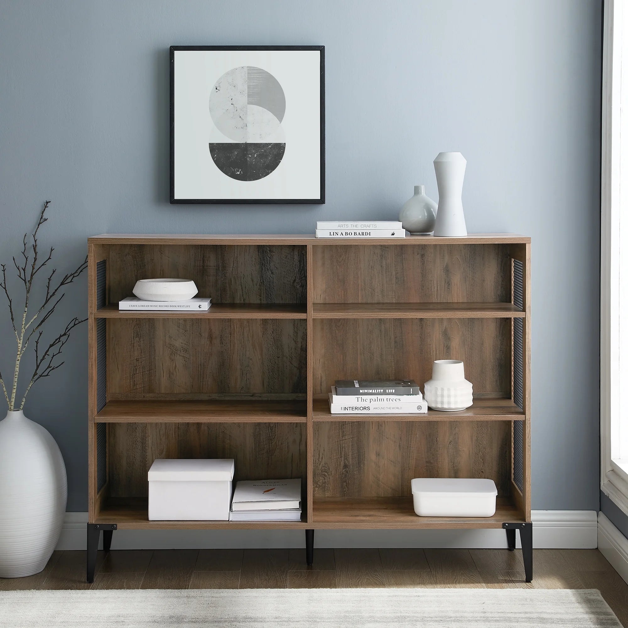 Walker Edison Designs Jeremy 6-Shelf Reclaimed Bookcase Barnwood X8525