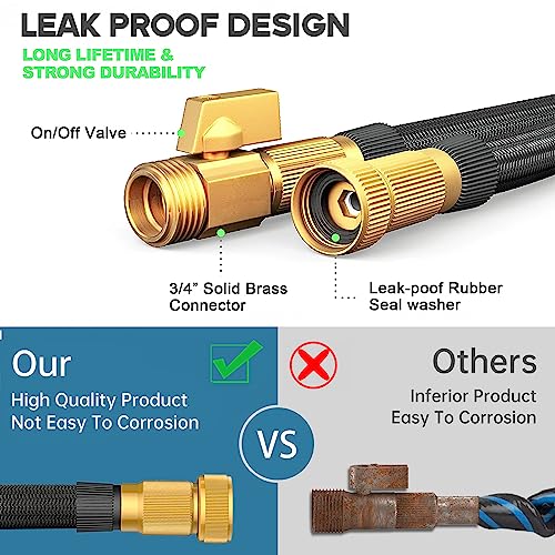 Expandable Garden Hose with Spray Nozzle Brass Fittings k7m